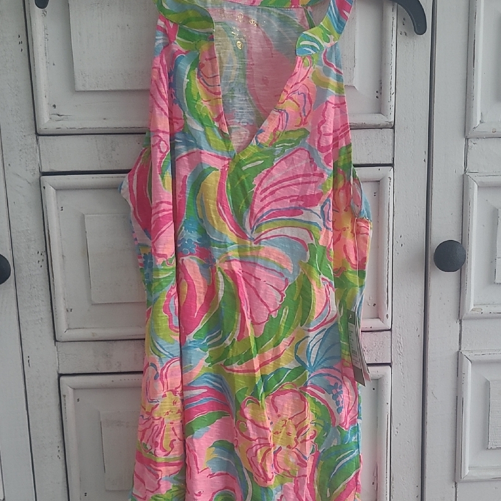 Lilly Pulitzer Pink and Green Sleeveless Top